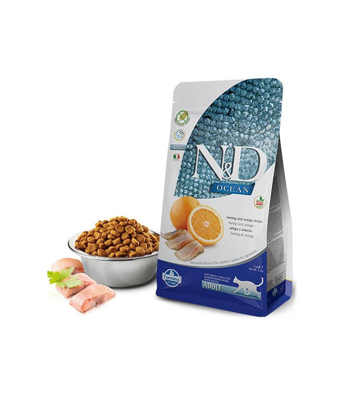 N&D Ocean Ringa Balıklı ve Portakallı Tahılsız Yetişkin Kedi Maması 1,5kg N&D Ocean Ringa Balıklı ve Portakallı Tahılsız Yetişkin Kedi Maması 1,5kg