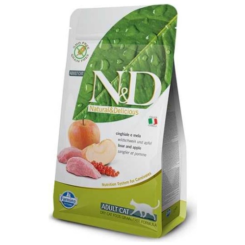 ND Tahılsız Yaban Domuzu Ve Elmalı Yetişkin Kedi Maması 5 Kg ND Tahılsız Yaban Domuzu Ve Elmalı Yetişkin Kedi Maması 5 Kg